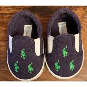 NIB Ralph Lauren Layette Size 1 6 Weeks -3 Months Baby Shoes Embroidered Pony